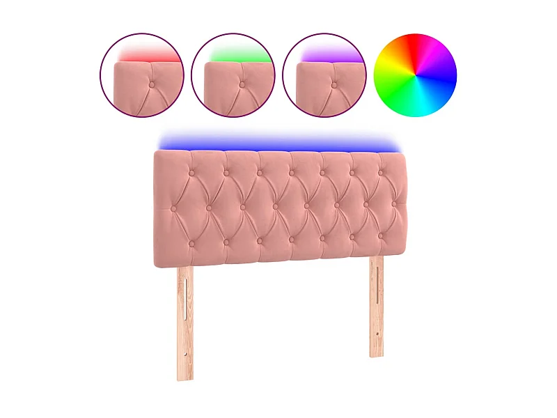 Tête de lit à LED Rose 100x7x78/88 cm Velours POI46400 BonneVie Meuble