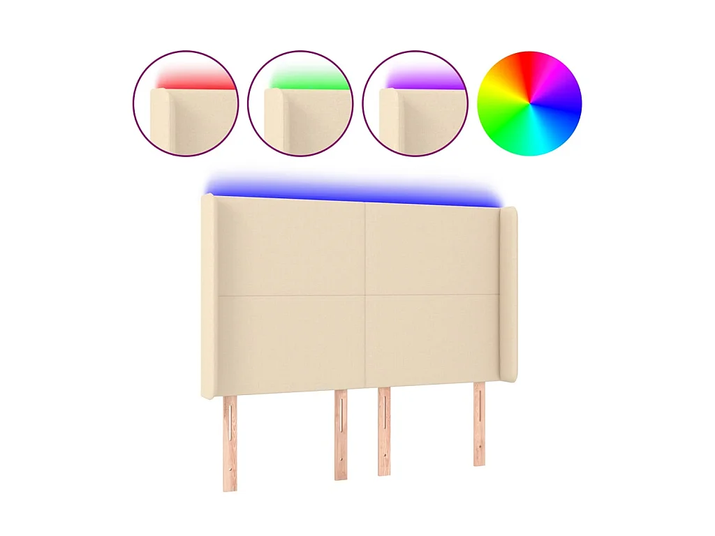 LED Kopfteil,Bettkopfteil Creme 147x16x118/128 cm Stoff -gkd683447