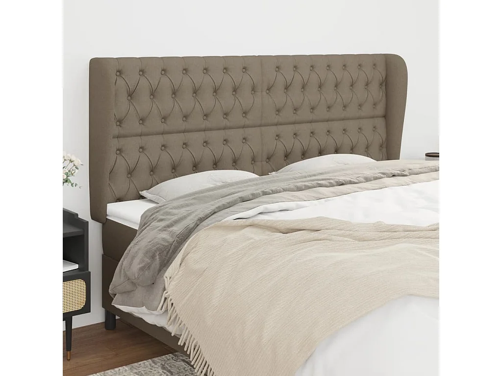 Tête de lit avec oreilles Taupe 183x23x118/128 cm Tissu POI16799 BonneVie Meuble