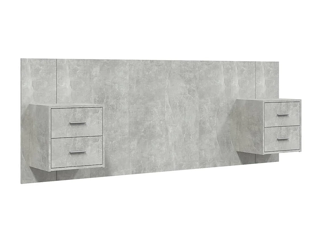 Tête de lit avec armoires Gris béton Bois d'ingénierie POI44893 BonneVie Meuble