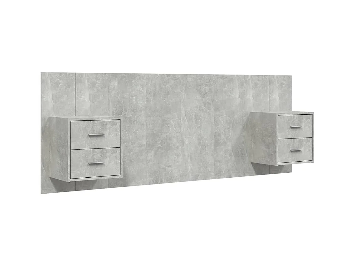 Tête de lit avec armoires Gris béton Bois d'ingénierie POI44893 BonneVie Meuble