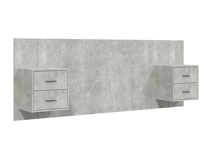 Testiera Con Contenitore A LED Grigio Cemento 200x16,5x103,5 Cm