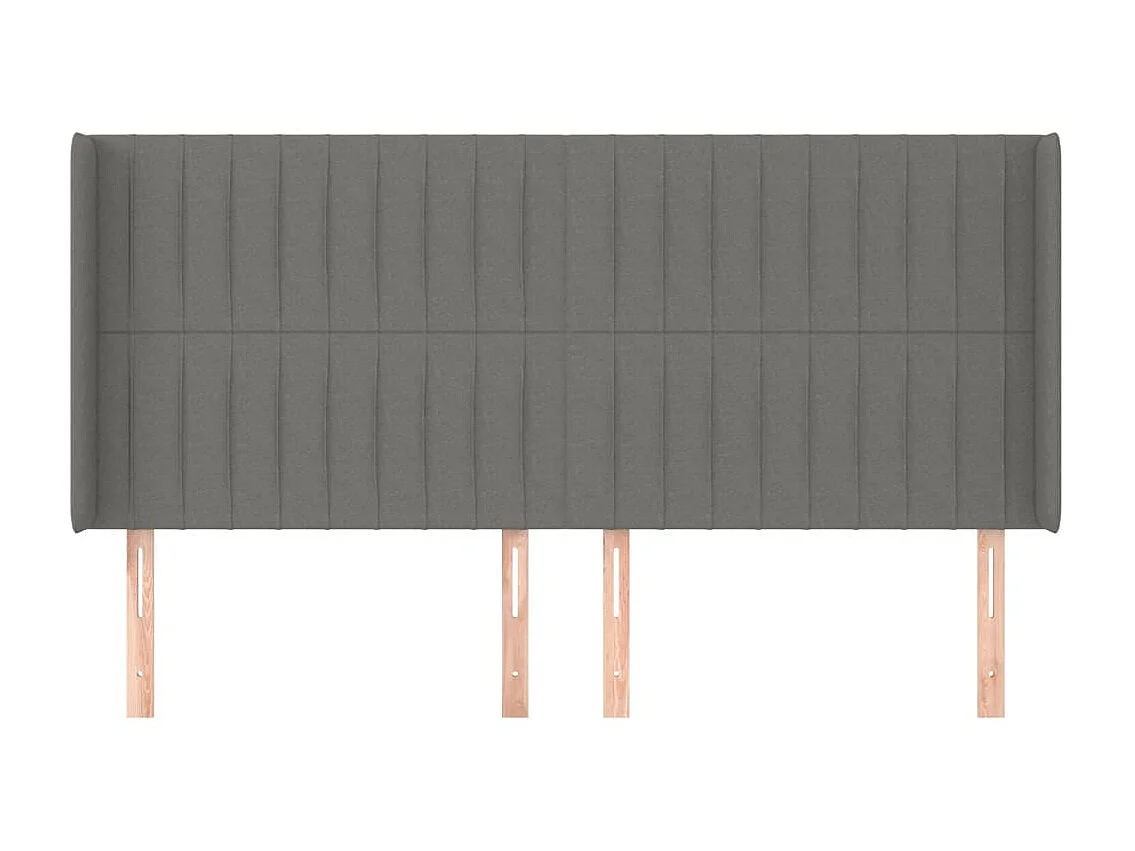 Cabecero con orejas de tela gris oscuro 183x16x118/128 cm ES91694