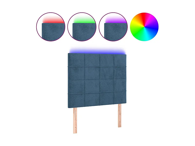 Tête de lit à LED Bleu foncé 100x5x118/128 cm Velours POI78108 BonneVie Meuble
