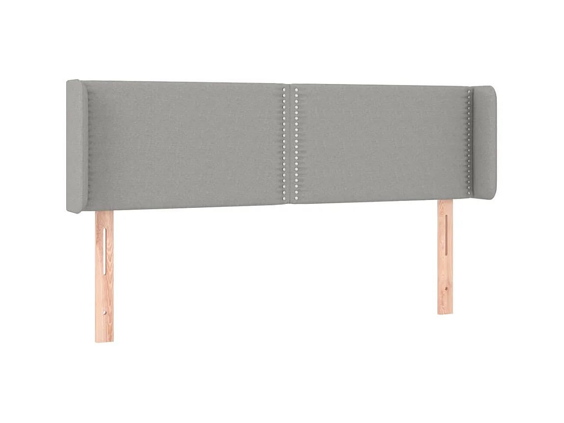Testiera | Testata del letto ad Orecchio Grigio Chiaro 147x16x78/88 cm in Tessuto