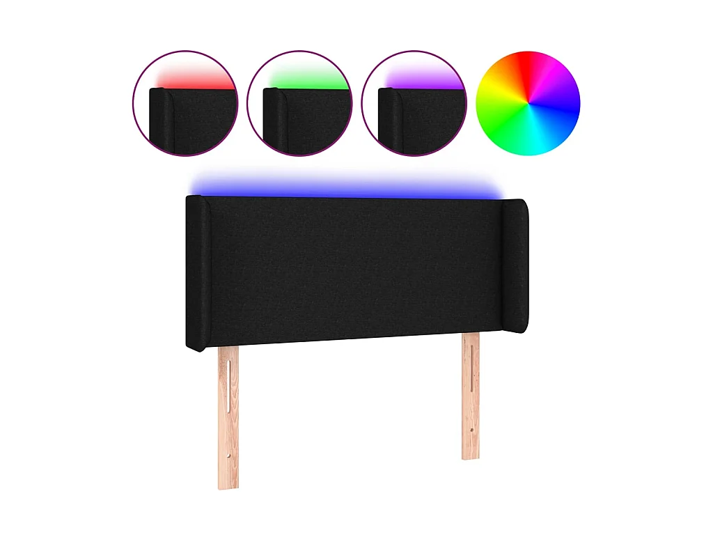 Tête de lit à LED Noir 93x16x78/88 cm Tissu POI24561 BonneVie Meuble