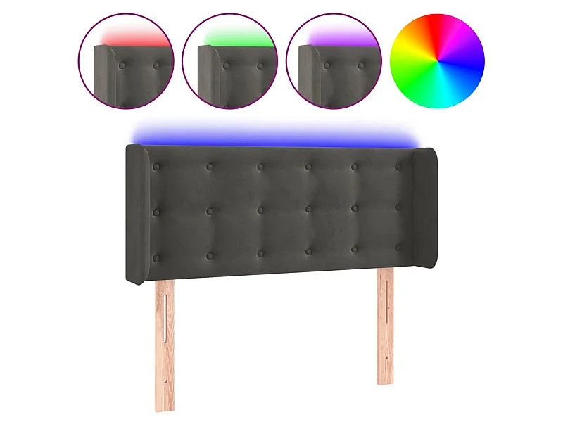 Tête de lit à LED Gris foncé 83x16x78/88 cm Velours POI59460 BonneVie Meuble