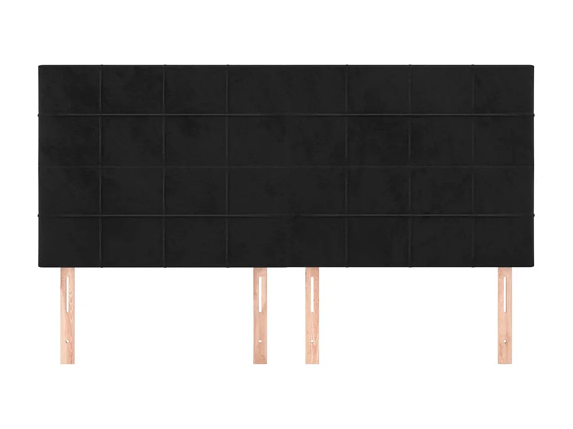 Cabeceros 4 unidades de terciopelo negro 100x5x78/88 cm ES17466