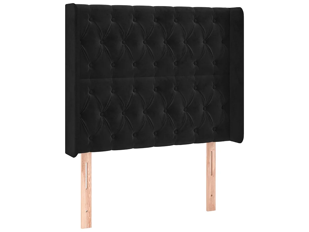 Cabecero con LED de terciopelo negro 93x16x118/128 cm ES56309
