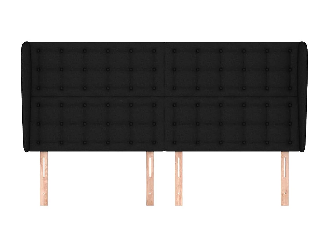 Kopfteil,Bettkopfteil mit Ohren Schwarz 183x23x118/128 cm Stoff -gkd95909