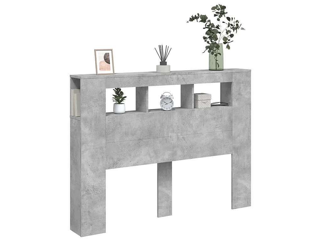 Tête de lit à LED gris béton 140x18,5x103,5cm bois d'ingénierie POI17353 BonneVie Meuble