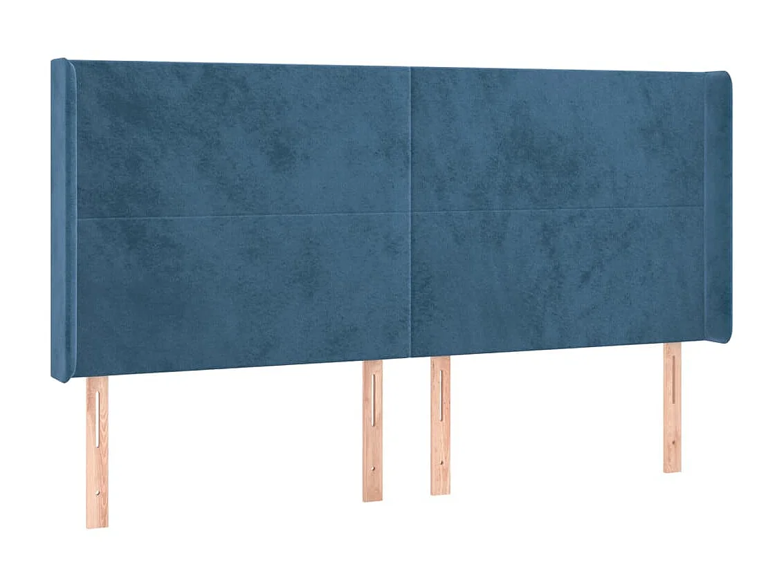 Cabeceira cama c/ luzes LED veludo 163x16x118/128cm azul-escuro PT397810