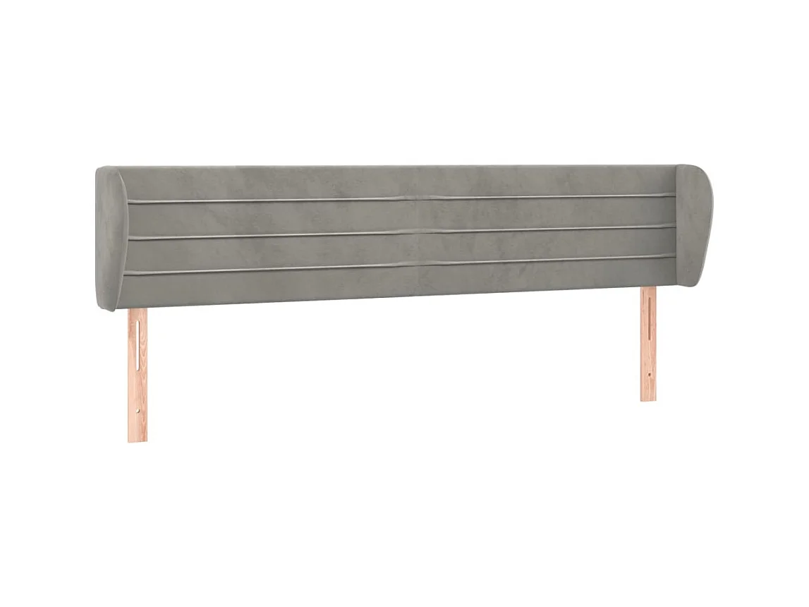 Cabecero de terciopelo gris claro 203x23x78/88 cm ES76137