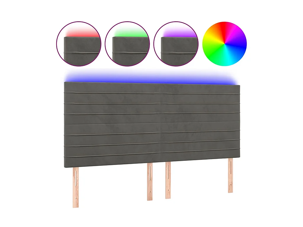 Hoofdbord LED 180x5x118/128 cm fluweel donkergrijs NL634077