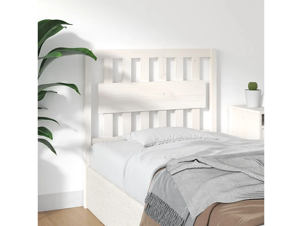 Tête de lit Blanc 95,5x4x100 cm Bois massif de pin POI13511 BonneVie Meuble