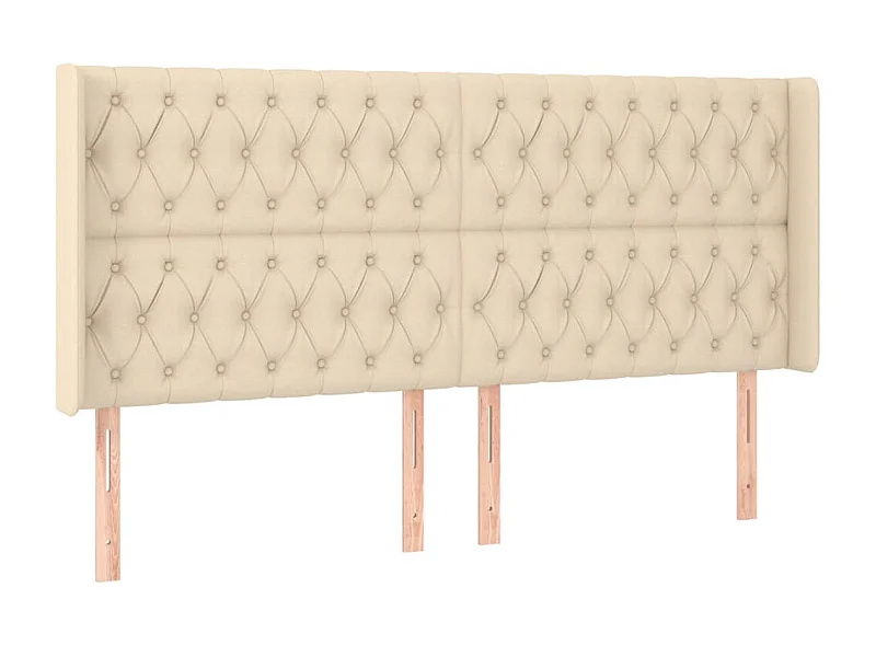 Cabecero con orejas de tela color crema 183x16x118/128 cm ES19936