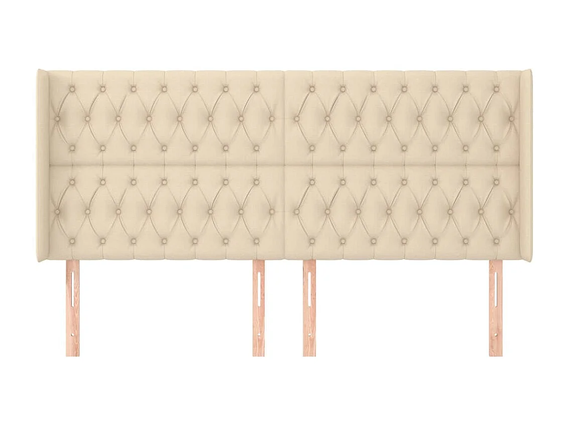 Cabeceira de cama c/ abas tecido 183x16x118/128 cm creme PT773735