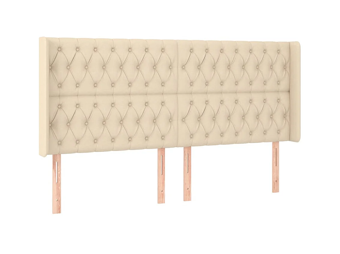 Tête de lit avec oreilles Crème 183x16x118/128 cm Tissu POI44942 BonneVie Meuble