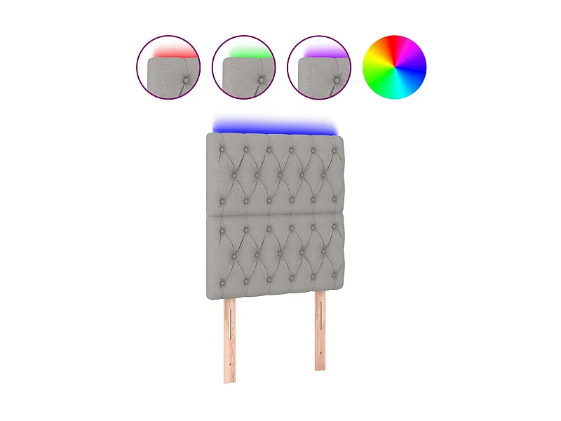 Tête de lit à LED Gris clair 80x7x118/128 cm Tissu POI15120 BonneVie Meuble