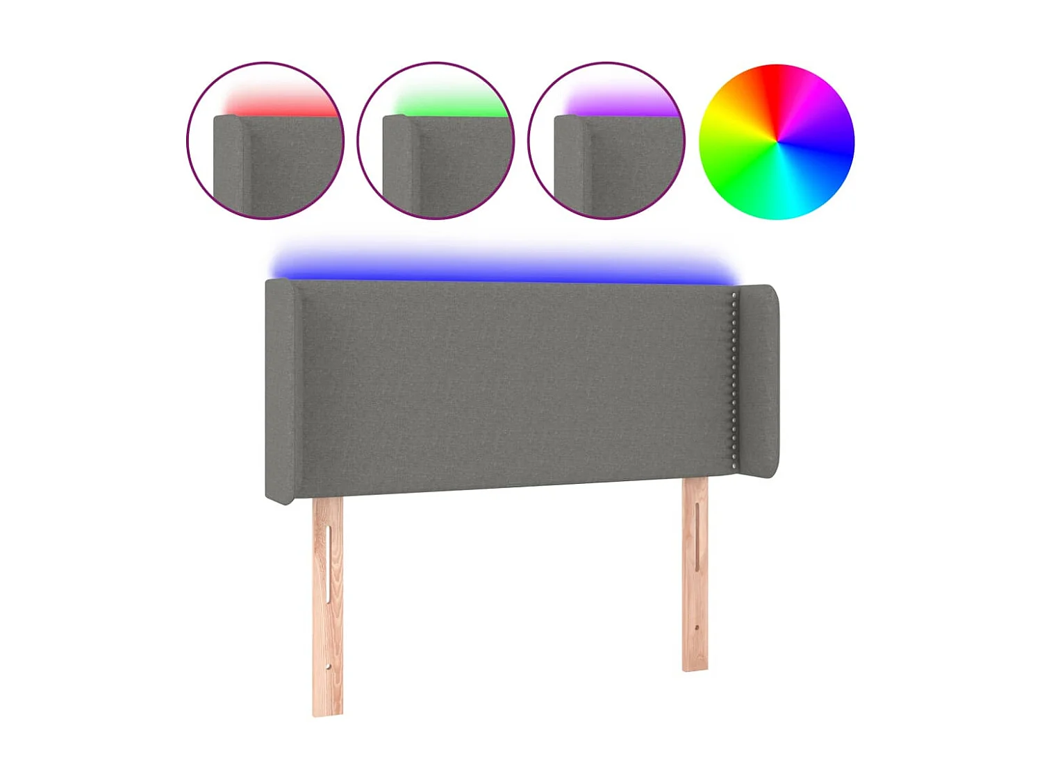 Tête de lit à LED Gris foncé 103x16x78/88 cm Tissu POI21811 BonneVie Meuble