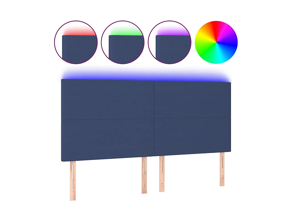 Tête de lit à LED Bleu 160x5x118/128 cm Tissu POI95672 BonneVie Meuble