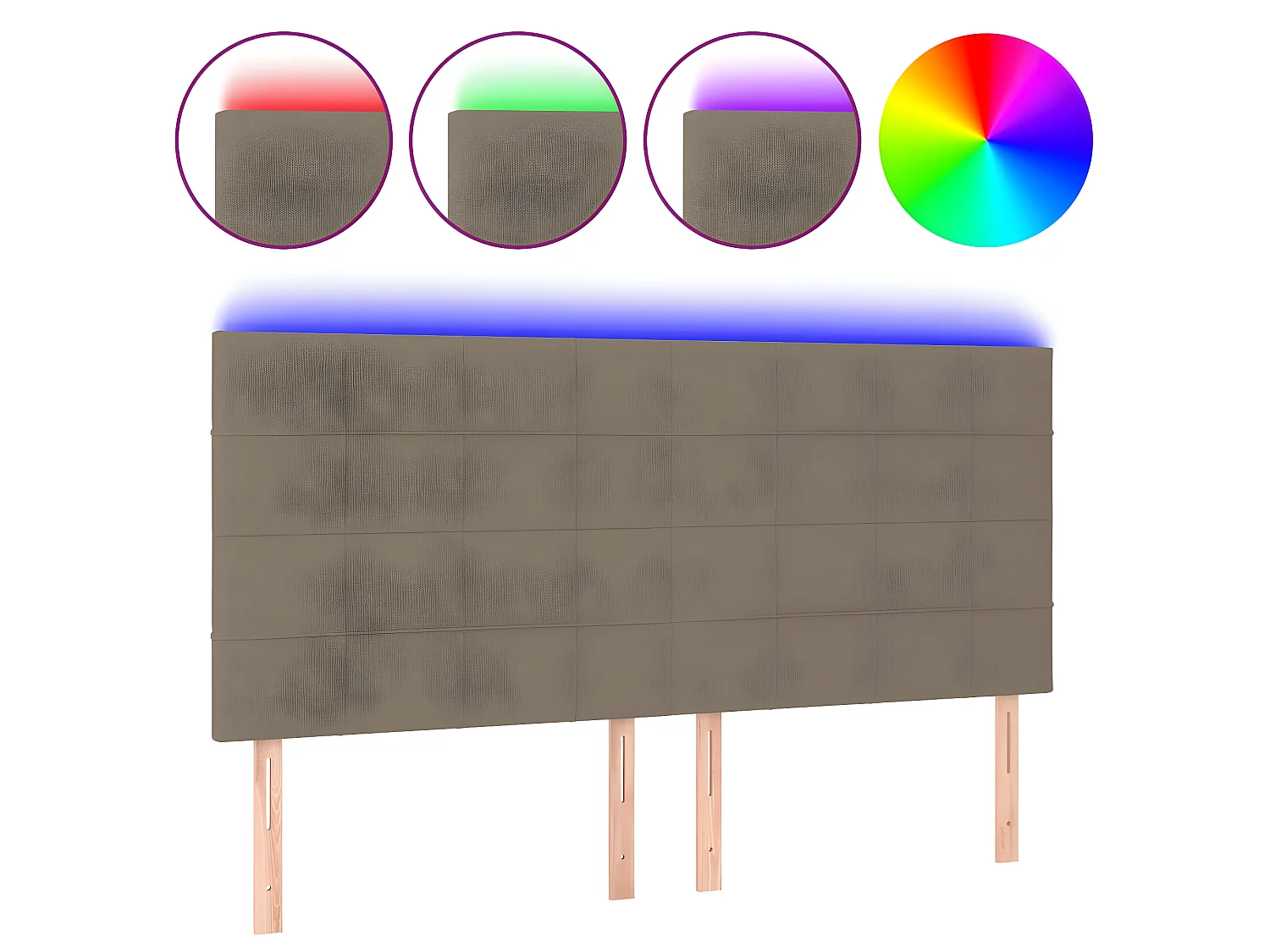 Tête de lit à LED Taupe 160x5x118/128 cm Tissu POI85991 BonneVie Meuble