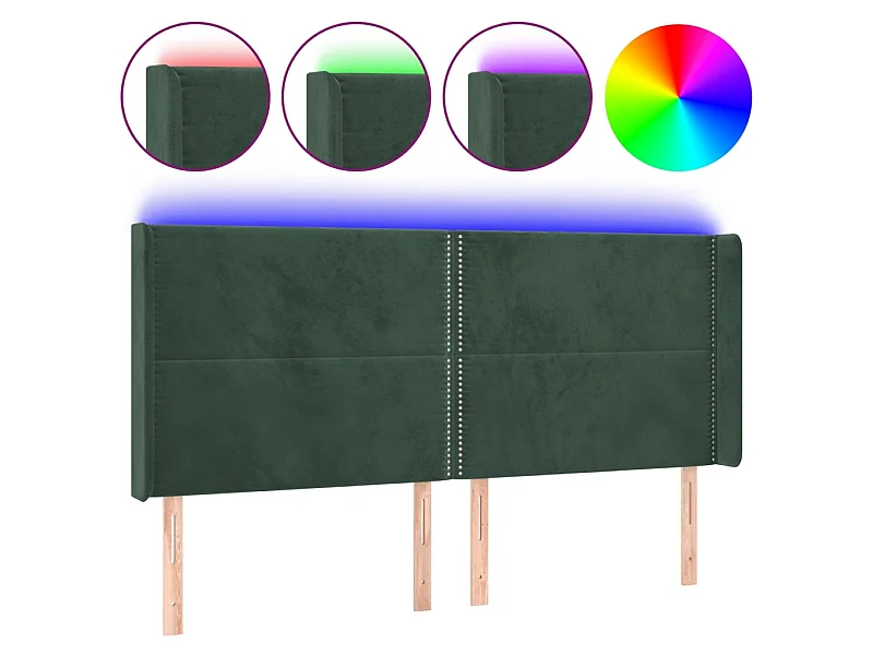 LED Kopfteil,Bettkopfteil Dunkelgrün 183x16x118/128 cm Samt -gkd995077