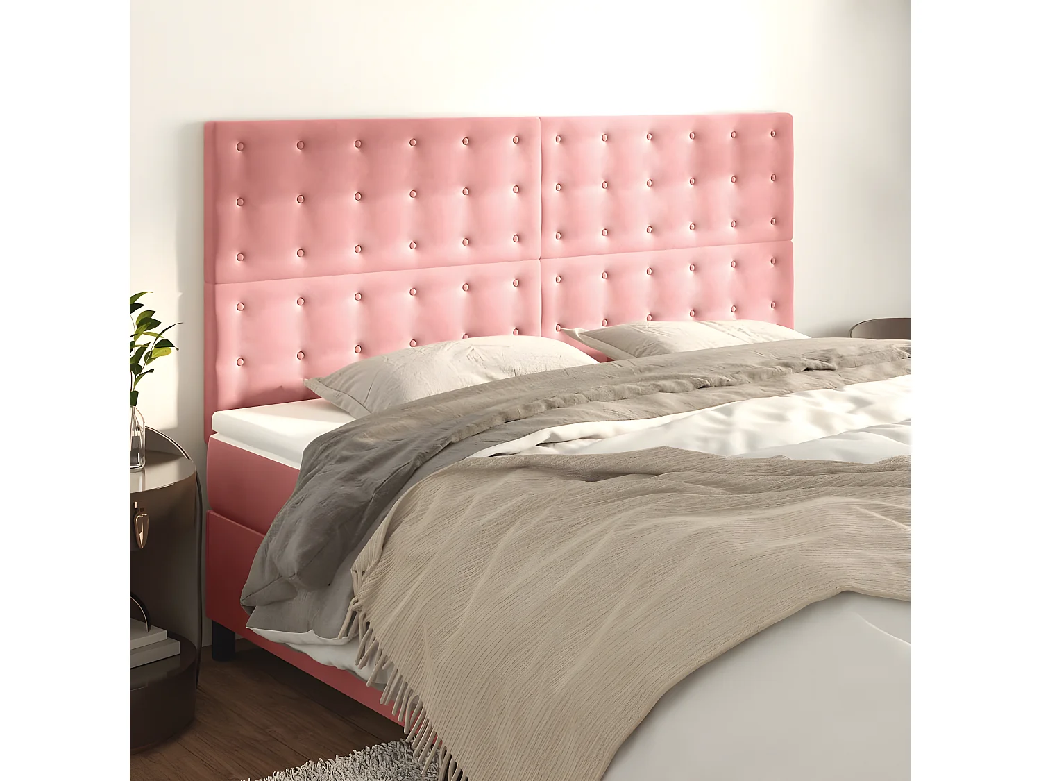 Têtes de lit 4 pcs Rose 80x5x78/88 cm Velours POI64998 BonneVie Meuble