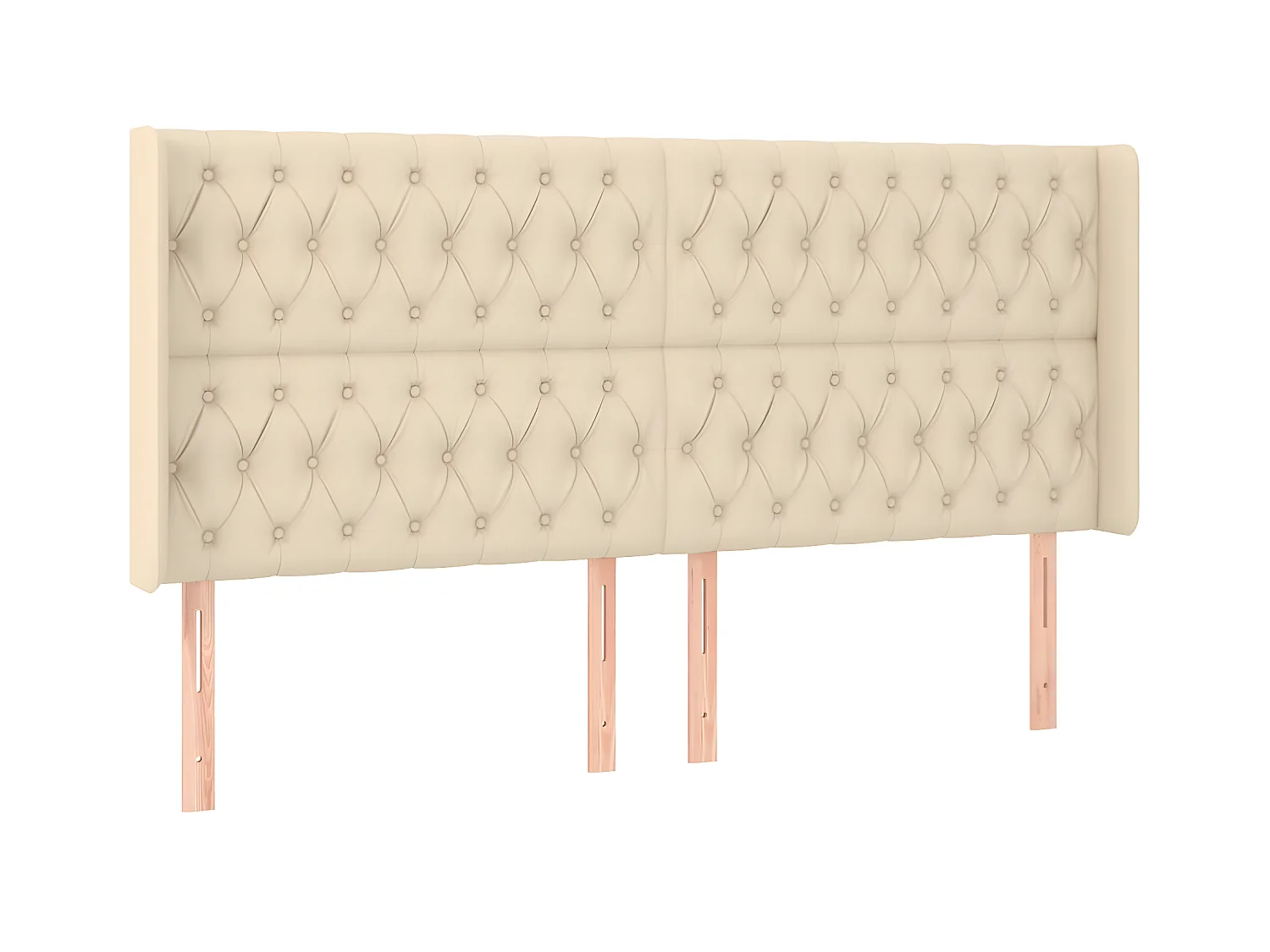 Tête de lit avec oreilles Crème 203x16x118/128 cm Tissu POI71979 BonneVie Meuble
