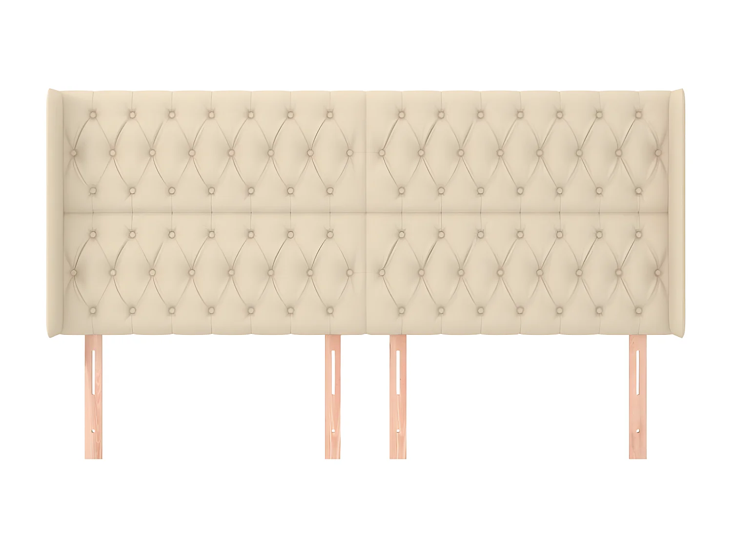 Tête de lit avec oreilles Crème 203x16x118/128 cm Tissu POI71979 BonneVie Meuble