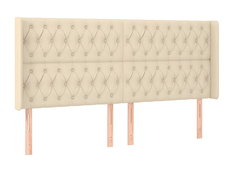 Tête de lit avec oreilles Crème 203x16x118/128 cm Tissu POI71979 BonneVie Meuble