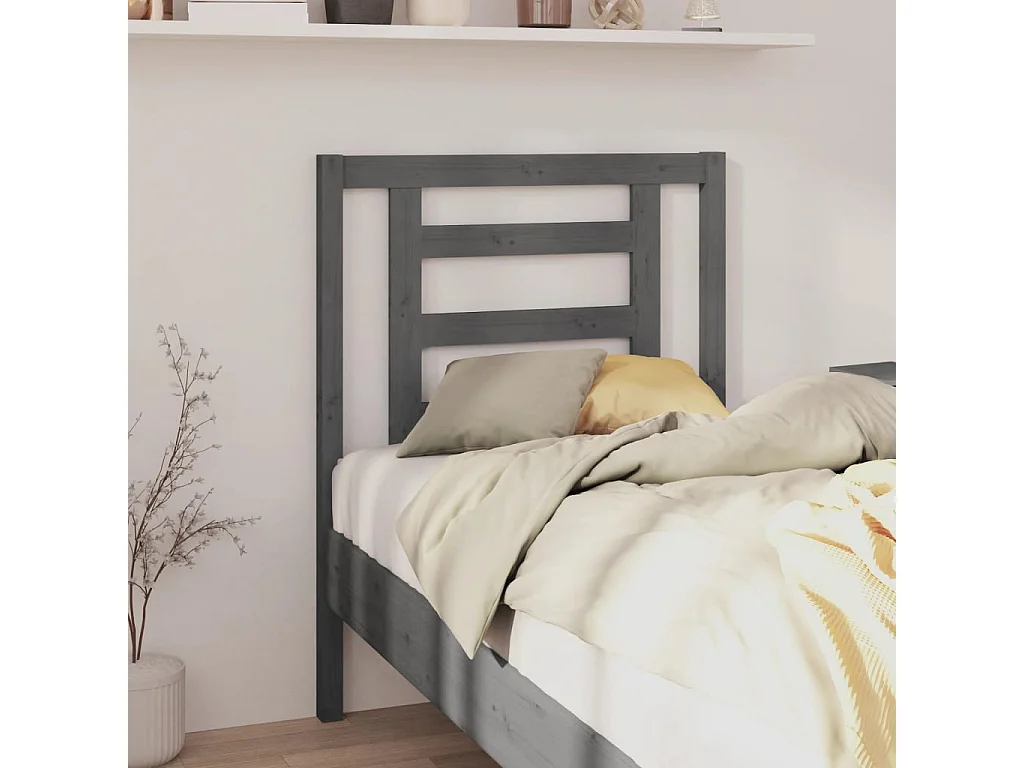 Cabeceira de cama 81x4x100 cm pinho maciço cinzento PT169278