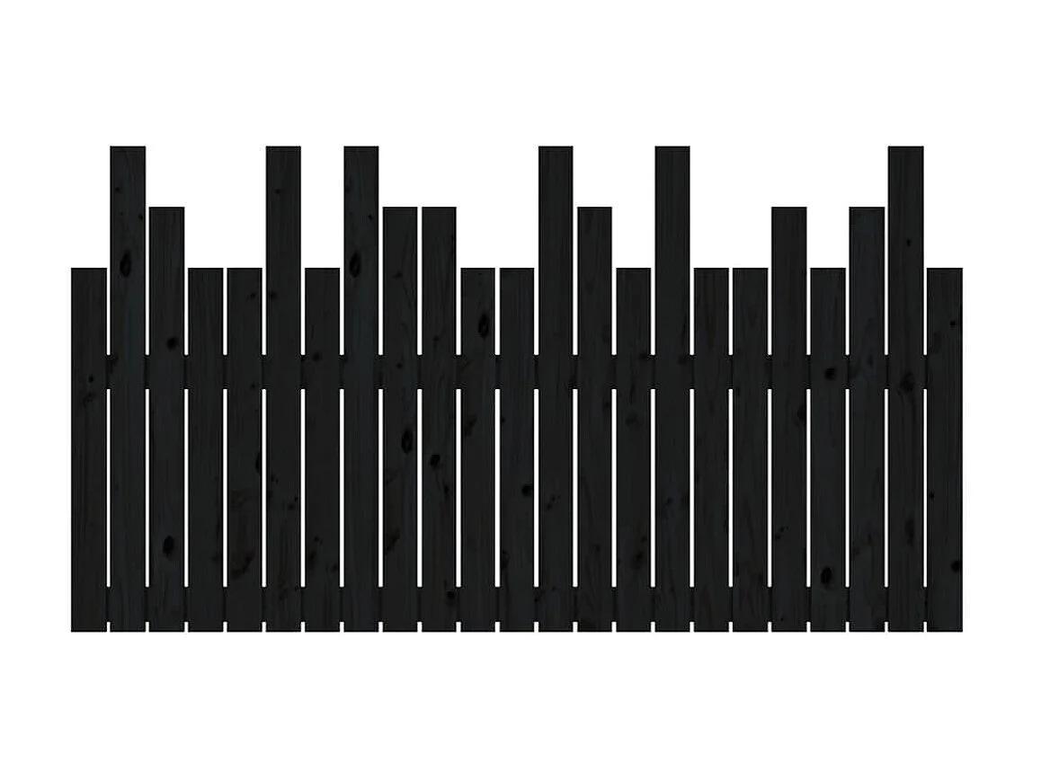 Cabecero de cama de pared madera maciza pino negro 146,5x3x80cm ES20441