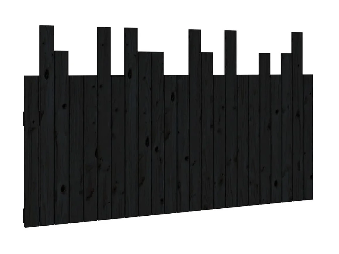 Tête de lit murale Noir 146,5x3x80 cm Bois massif de pin POI89317 BonneVie Meuble