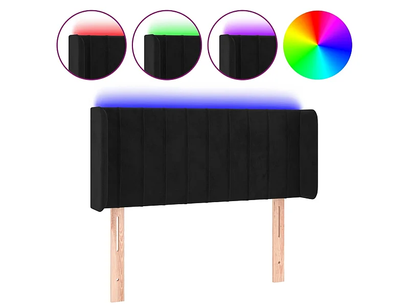 Tête de lit à LED Noir 93x16x78/88 cm Velours POI57744 BonneVie Meuble