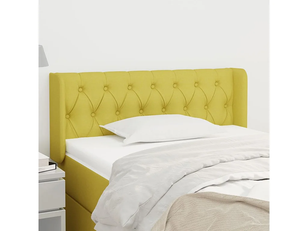 Tête de lit avec oreilles Vert 93x16x78/88 cm Tissu POI44486 BonneVie Meuble