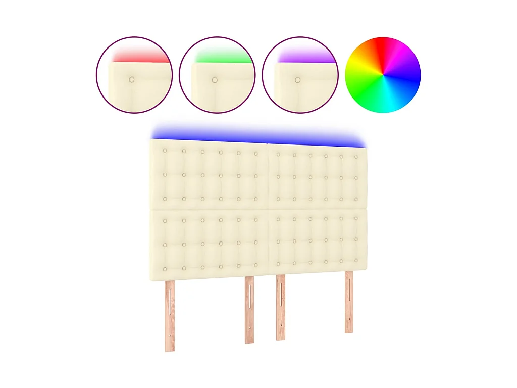 Tête de lit à LED Crème 144x5x118/128 cm Similicuir POI70517 BonneVie Meuble