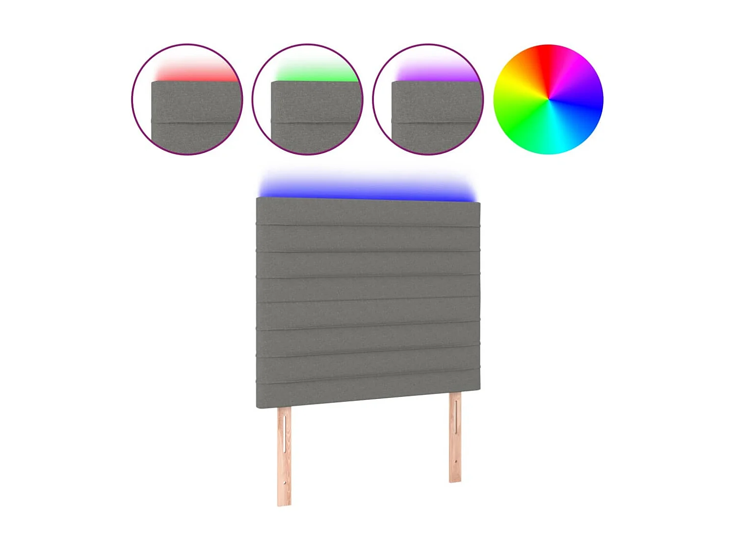 LED Kopfteil,Bettkopfteil Dunkelgrau 90x5x118/128 cm Stoff -gkd312366