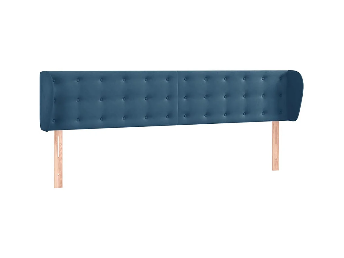 Tête de lit avec oreilles Bleu foncé 163x23x78/88 cm Velours POI68300 BonneVie Meuble