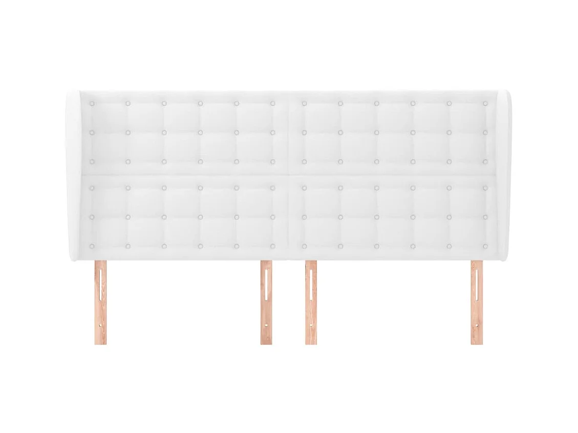 Kopfteil,Bettkopfteil mit Ohren Weiß 163x23x118/128 cm Kunstleder -gkd143750