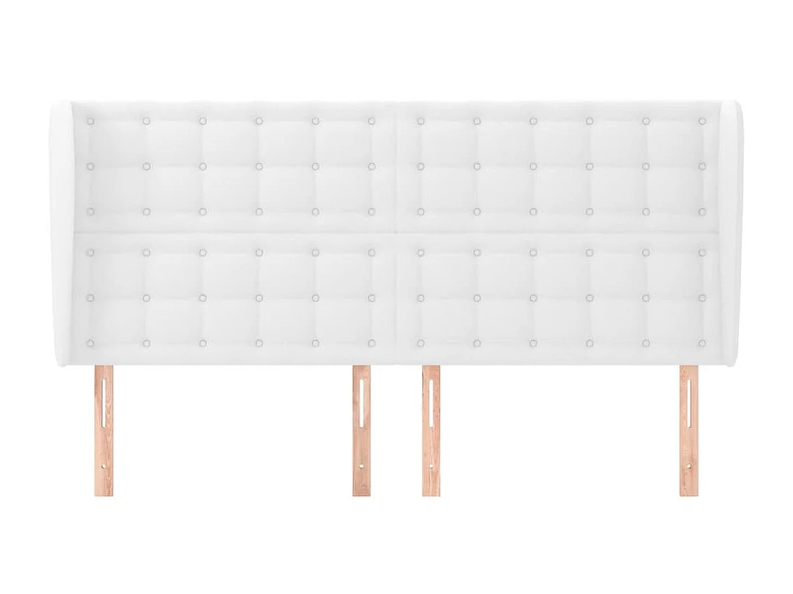 Tête de lit avec oreilles Blanc 163x23x118/128 cm Similicuir POI94175 BonneVie Meuble
