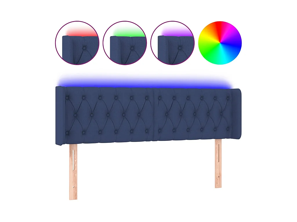 Testiera | Testata del letto a LED Blu 163x16x78/88 cm in Tessuto