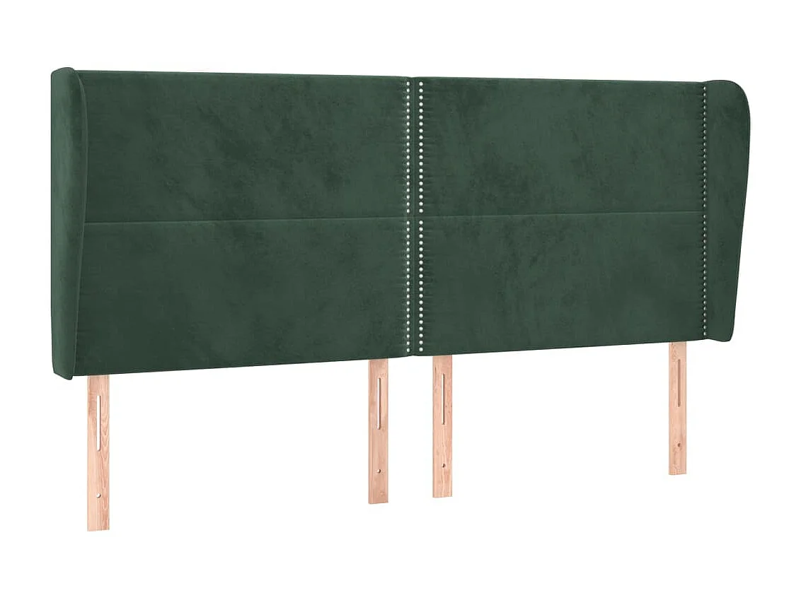 Cabeceira cama c/ abas veludo 203x23x118/128 cm verde-escuro PT280753