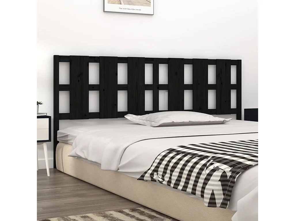 Testiera | Testata del letto per Letto Nera 205,5x4x100cm in Legno Massello di Pino