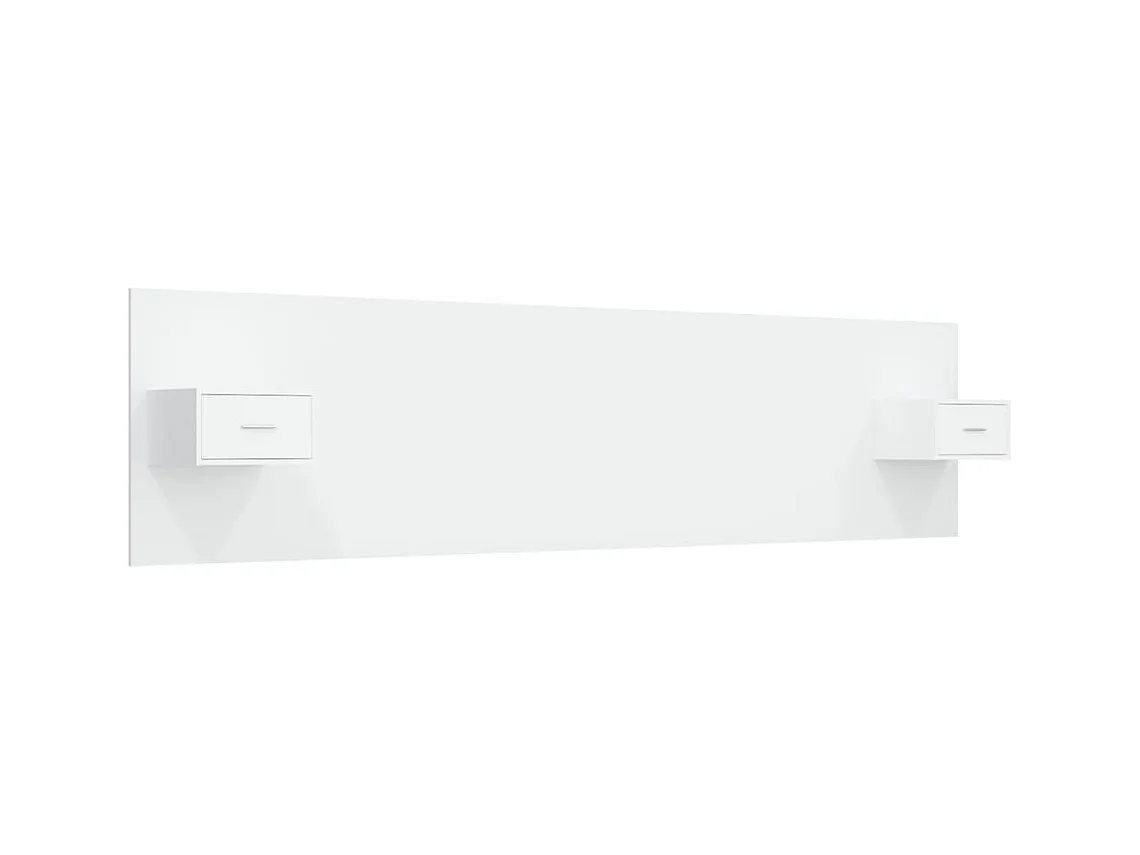 Tête de lit avec armoires Blanc Bois d’ingénierie POI28127 BonneVie Meuble