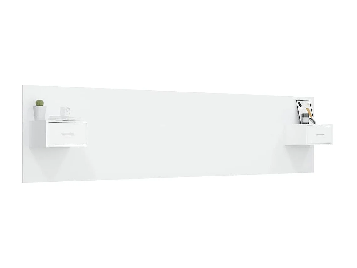 Tête de lit avec armoires Blanc Bois d’ingénierie POI28127 BonneVie Meuble