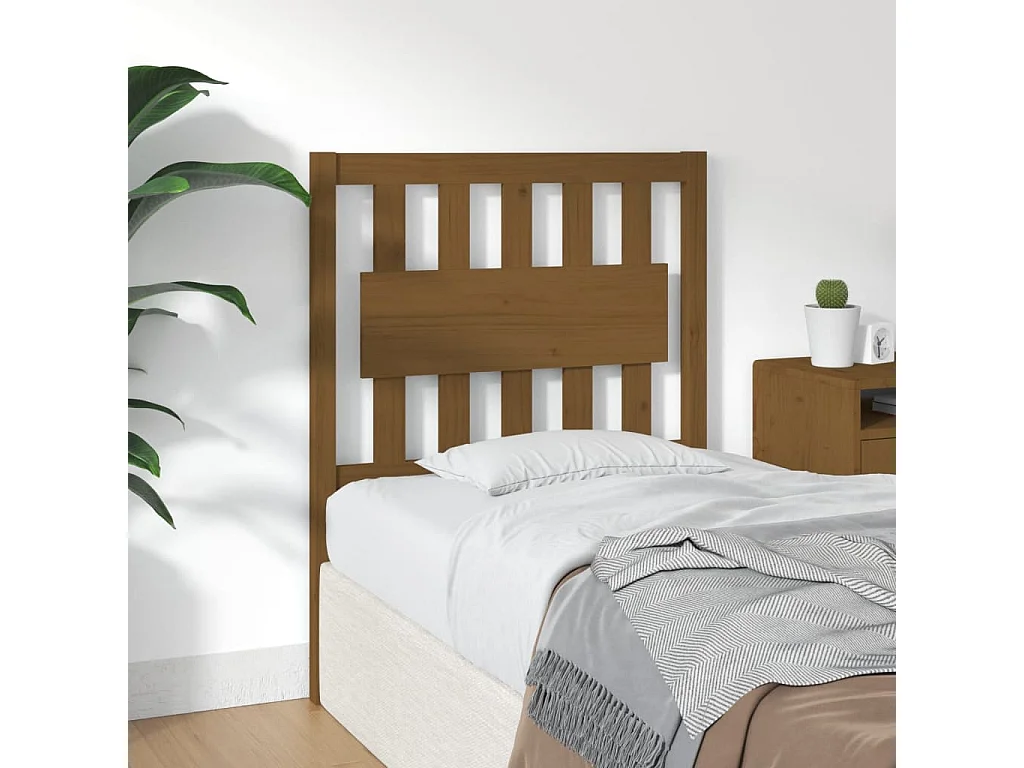 Tête de lit Marron miel 80,5x4x100 cm Bois massif de pin POI55498 BonneVie Meuble