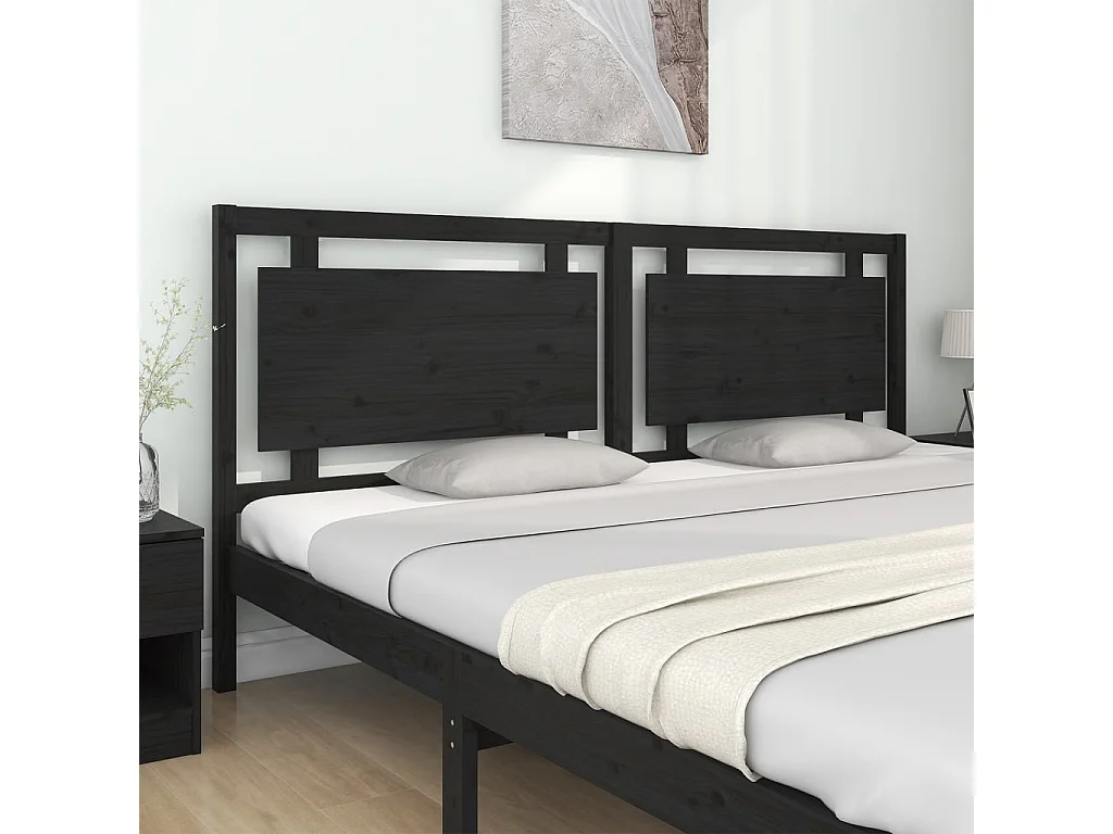 Cabecero de cama madera maciza de pino negro 205,5x4x100 cm ES16712