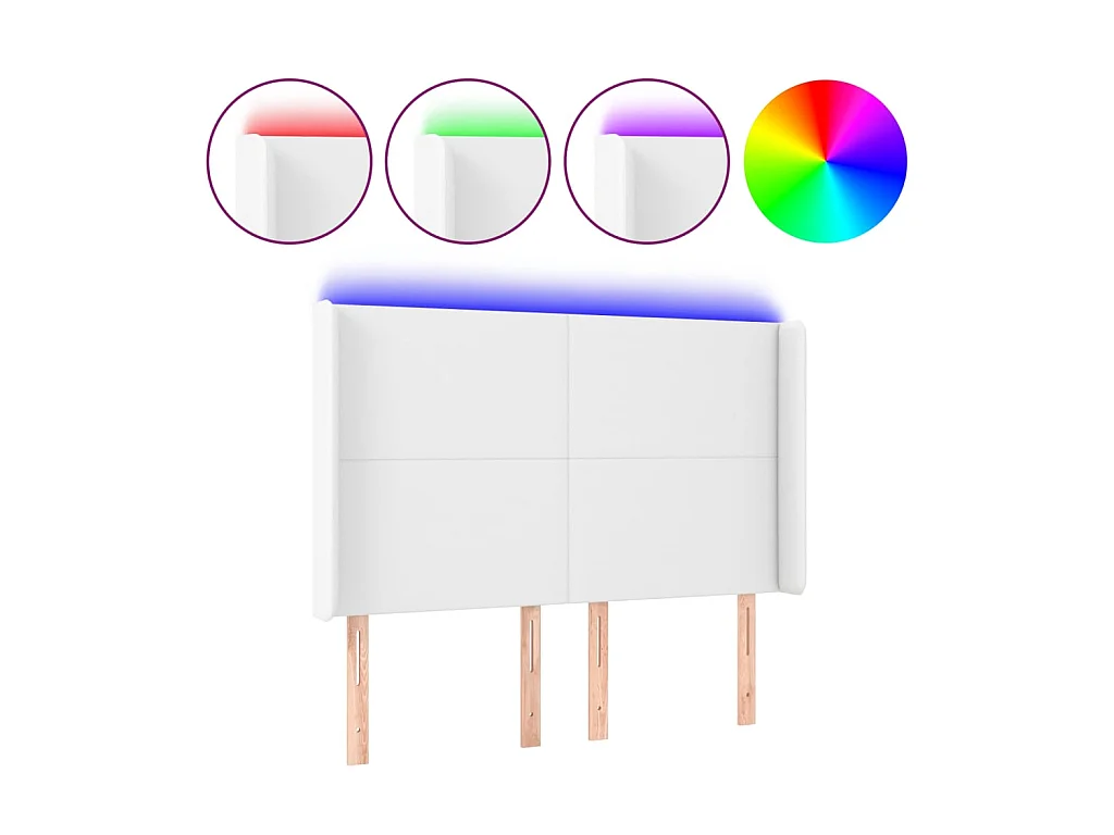 Tête de lit à LED Blanc 147x16x118/128 cm Similicuir POI45665 BonneVie Meuble