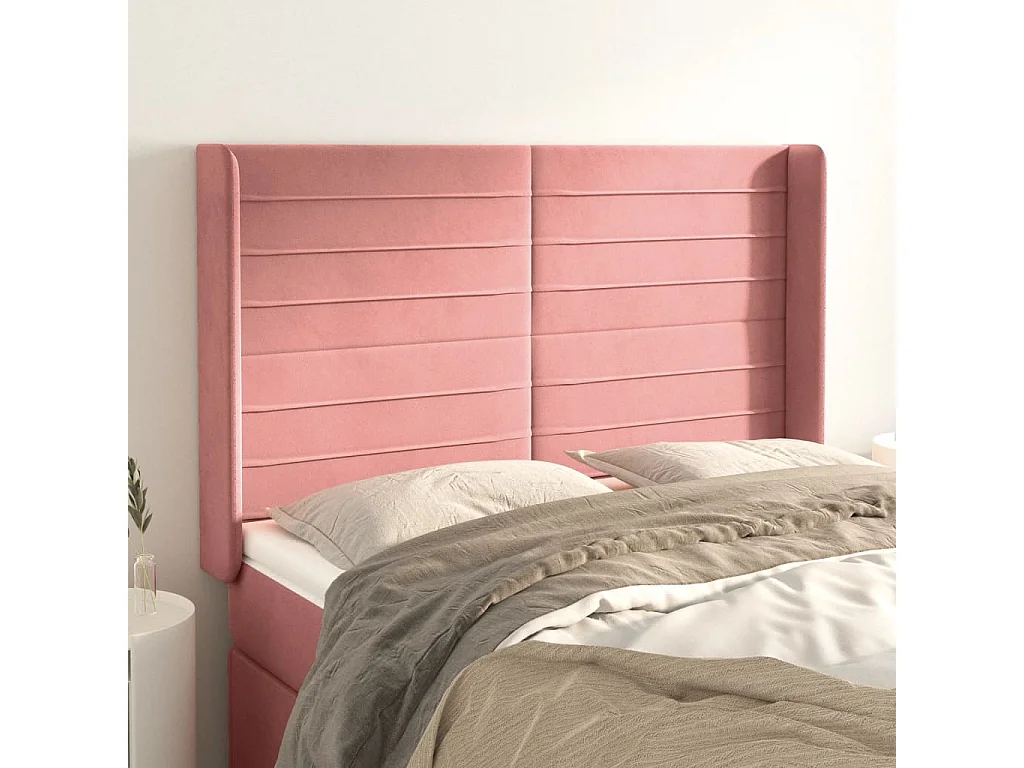 Tête de lit avec oreilles Rose 147x16x118,128 cm Velours LKC65939 BonneVie Meuble
